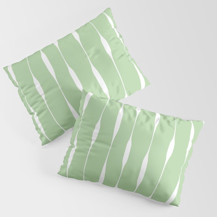 Sage Green Threaded Stripes Minimalist Modern Pattern Pillow Sham Gallery Image 3