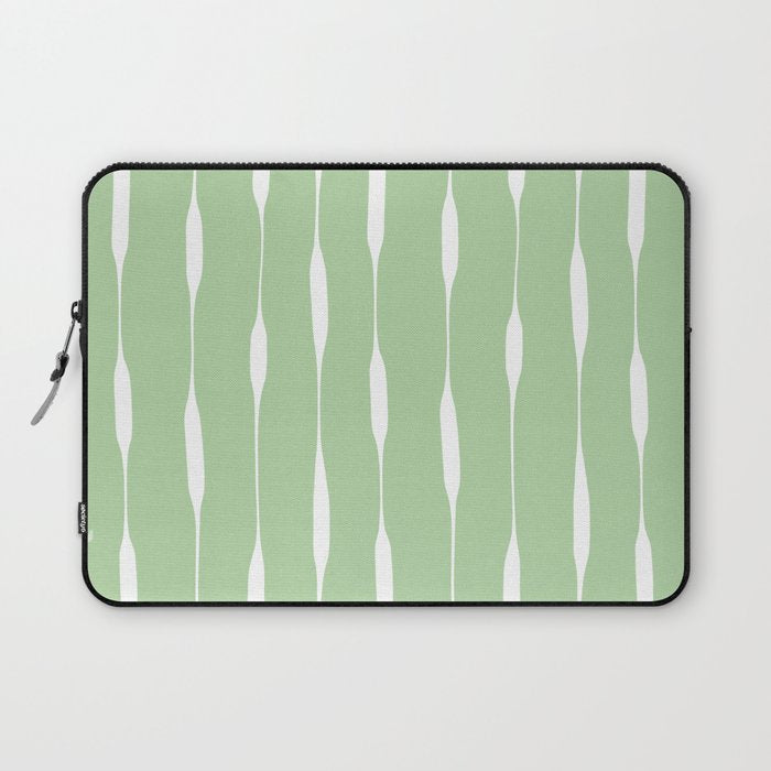 Sage Green Threaded Stripes Minimalist Modern Pattern Laptop Sleeve Gallery Image 1