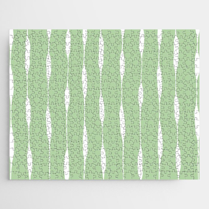 Sage Green Threaded Stripes Minimalist Modern Pattern Jigsaw Puzzle Gallery Image 1