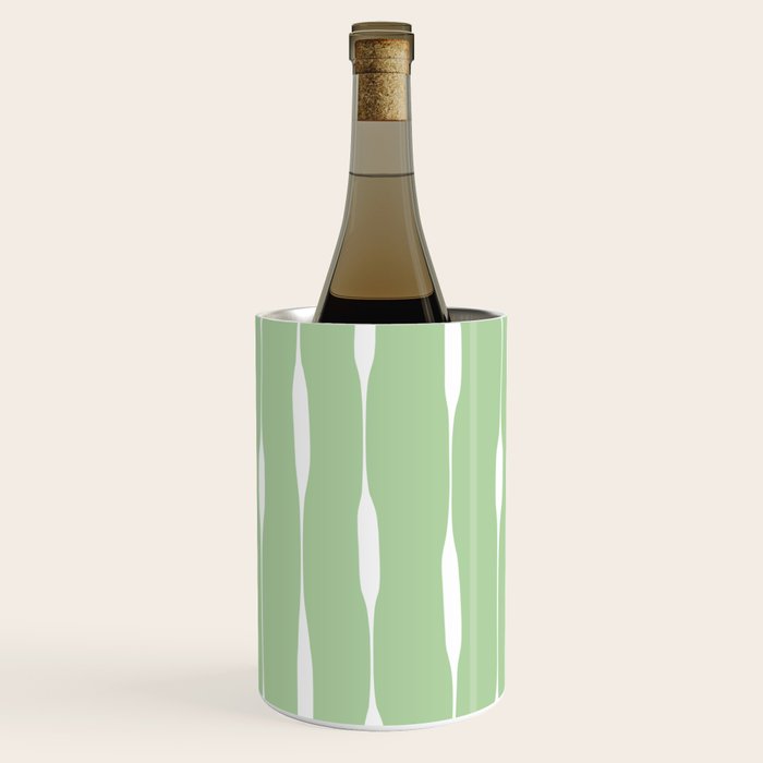 Sage Green Threaded Stripes Minimalist Modern Pattern Wine Chiller Gallery Image 1