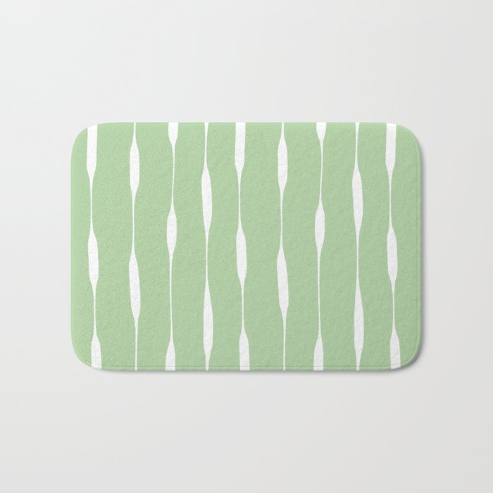 Sage Green Threaded Stripes Minimalist Modern Pattern Bath Mat Gallery Image 1