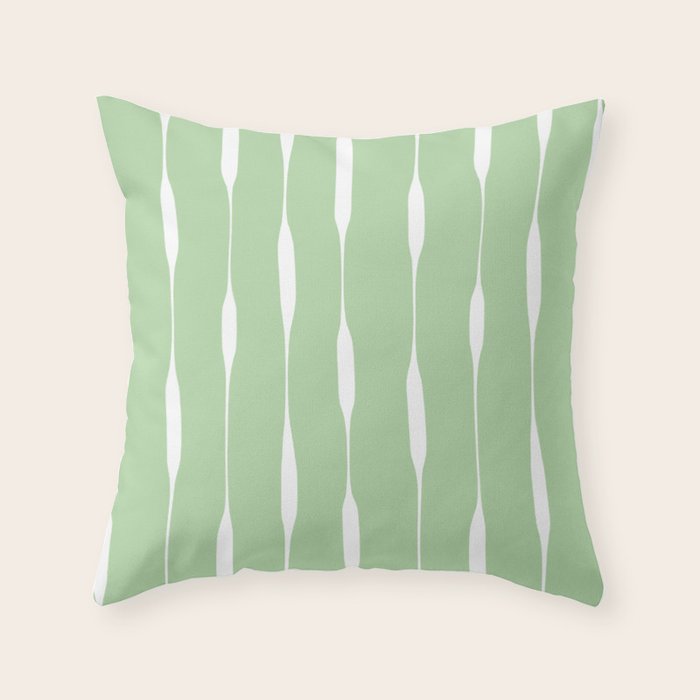 Sage Green Threaded Stripes Minimalist Modern Pattern Throw Pillow Gallery Image 6