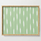 Sage Green Threaded Stripes Minimalist Modern Pattern Serving Tray Gallery Image 1