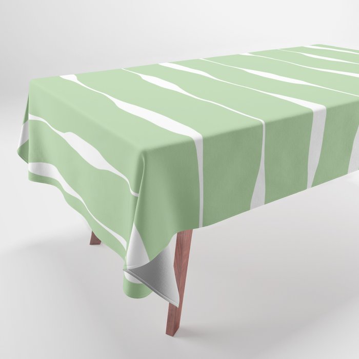 Sage Green Threaded Stripes Minimalist Modern Pattern Tablecloth Gallery Image 1