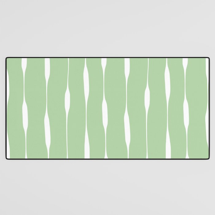 Sage Green Threaded Stripes Minimalist Modern Pattern Desk Mat Gallery Image 3