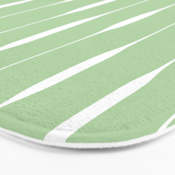 Sage Green Threaded Stripes Minimalist Modern Pattern Bath Mat Gallery Image 3