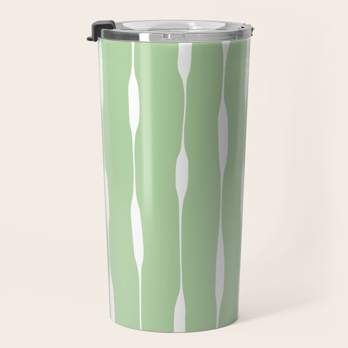 Sage Green Threaded Stripes Minimalist Modern Pattern Travel Mug Gallery Image 3