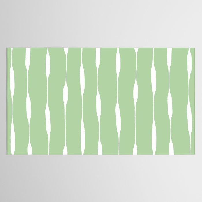 Sage Green Threaded Stripes Minimalist Modern Pattern Tablecloth Gallery Image 2