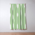 Sage Green Threaded Stripes Minimalist Modern Pattern Window Curtain Gallery Image 3