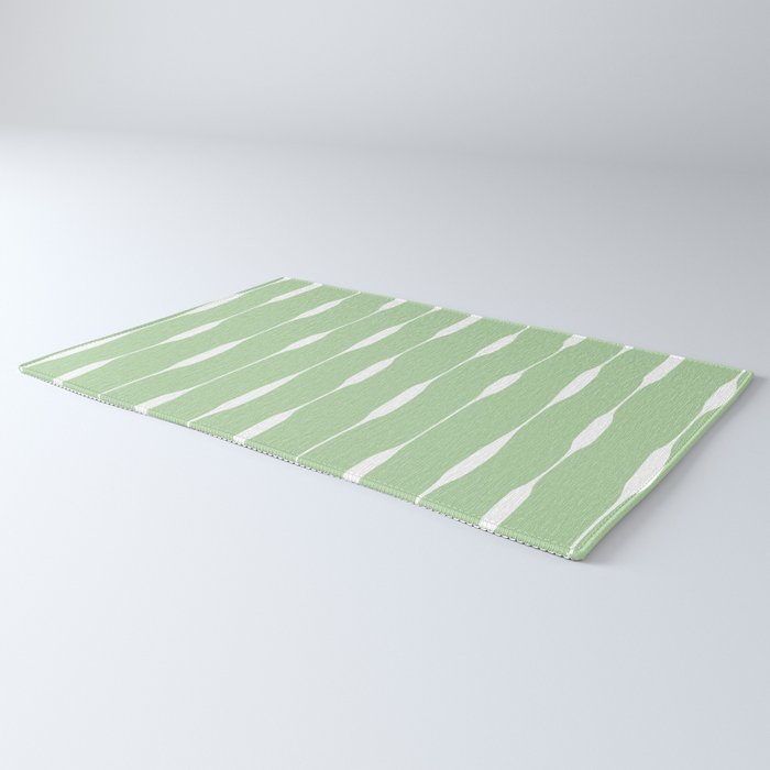 Sage Green Threaded Stripes Minimalist Modern Pattern Rug Gallery Image 3