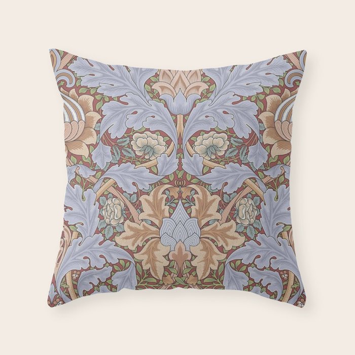 William Morris Vintage St James Palace Lilac 1881 Throw Pillow Gallery Image 6