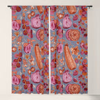 Garden Vegetables & Fresh Fruit in Grey & Rust Window Curtain Gallery Image 5