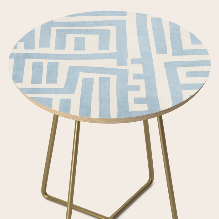 Light Blue Lines Geometric Design Artwork Side Table Gallery Image 2
