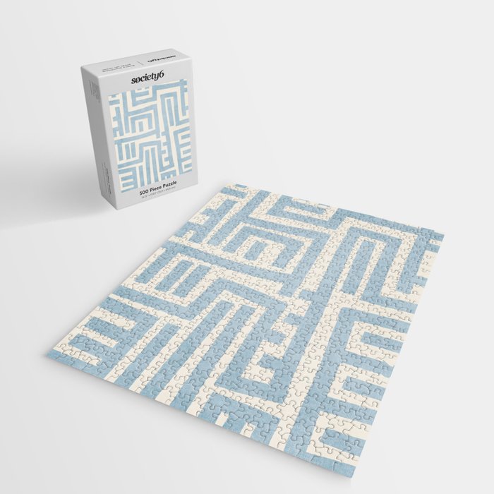 Light Blue Lines Geometric Design Artwork Jigsaw Puzzle Gallery Image 2