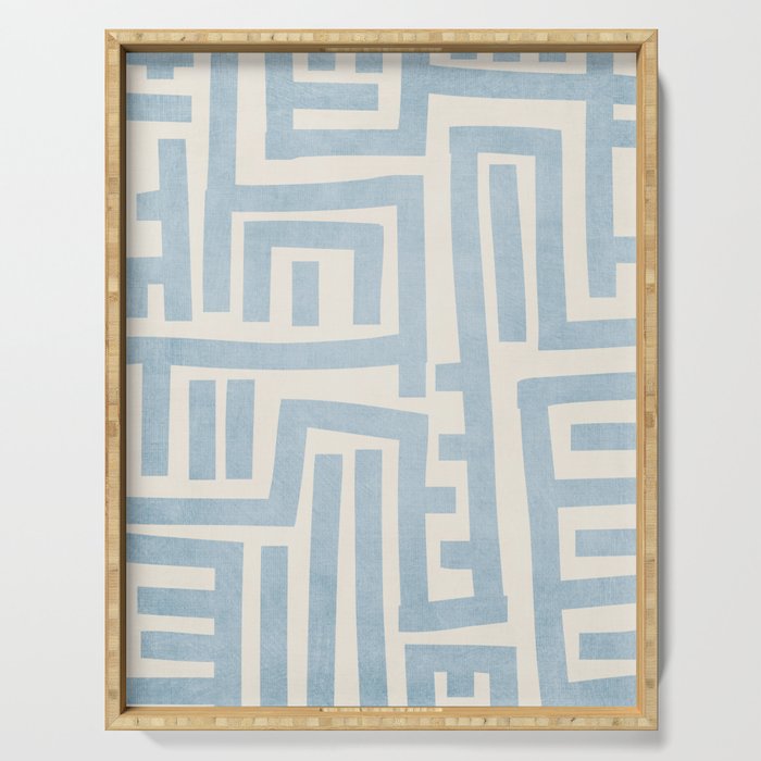 Light Blue Lines Geometric Design Artwork Serving Tray Gallery Image 1