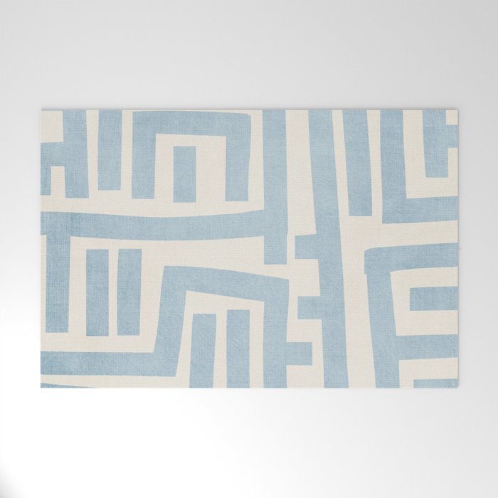 Light Blue Lines Geometric Design Artwork Welcome Mat Gallery Image 1