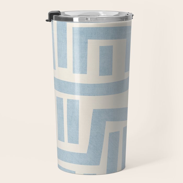 Light Blue Lines Geometric Design Artwork Travel Mug Gallery Image 3