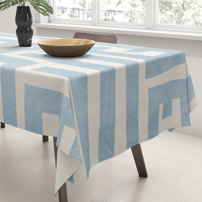 Light Blue Lines Geometric Design Artwork Tablecloth Gallery Image 3