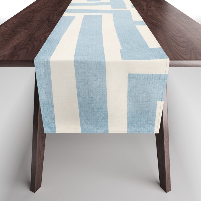 Light Blue Lines Geometric Design Artwork Table Runner Gallery Image 1