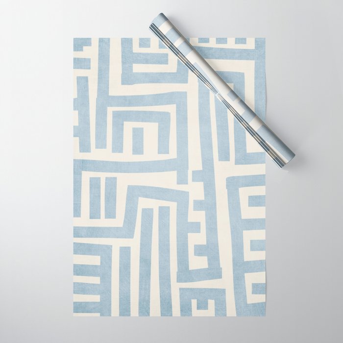 Light Blue Lines Geometric Design Artwork Wrapping Paper Gallery Image 1