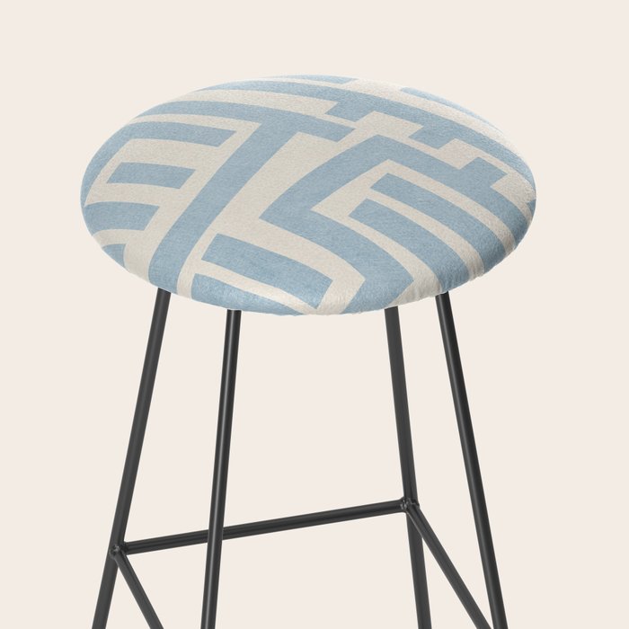 Light Blue Lines Geometric Design Artwork Stool Gallery Image 2