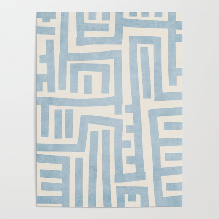 Light Blue Lines Geometric Design Artwork Poster Gallery Image 1