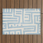 Light Blue Lines Geometric Design Artwork Outdoor Rug Gallery Image 1