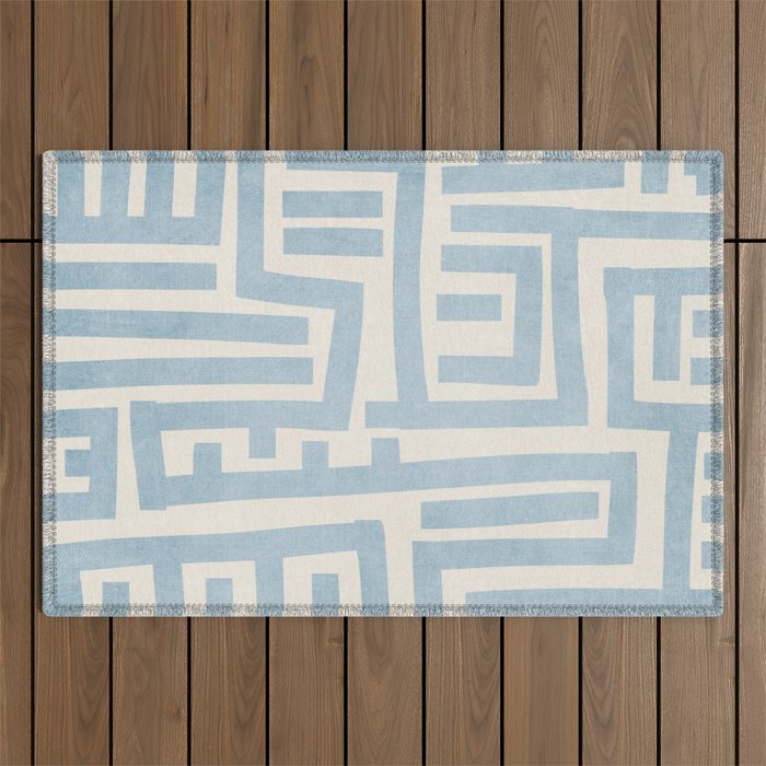Light Blue Lines Geometric Design Artwork Outdoor Rug Gallery Image 1