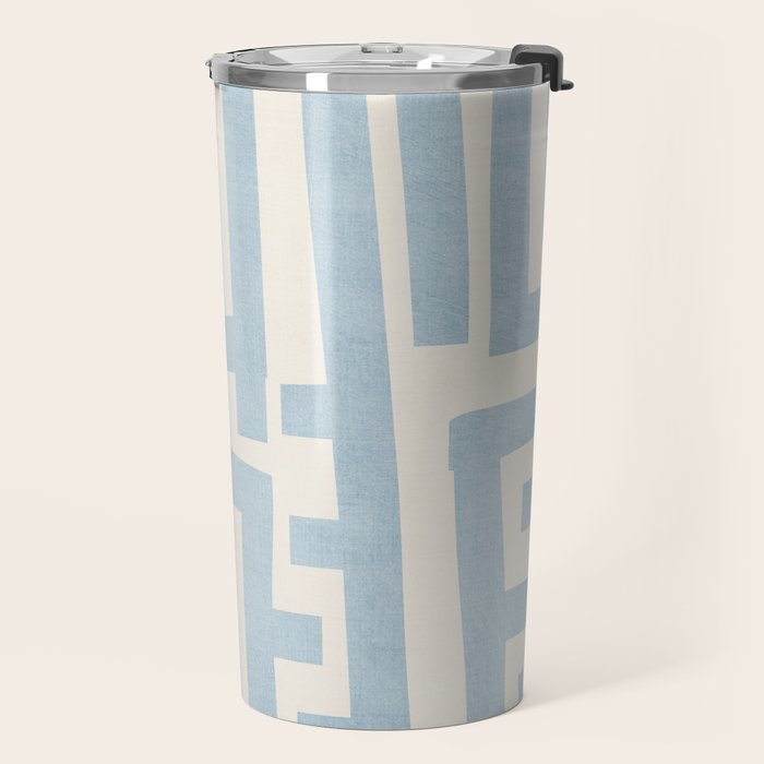 Light Blue Lines Geometric Design Artwork Travel Mug Gallery Image 2