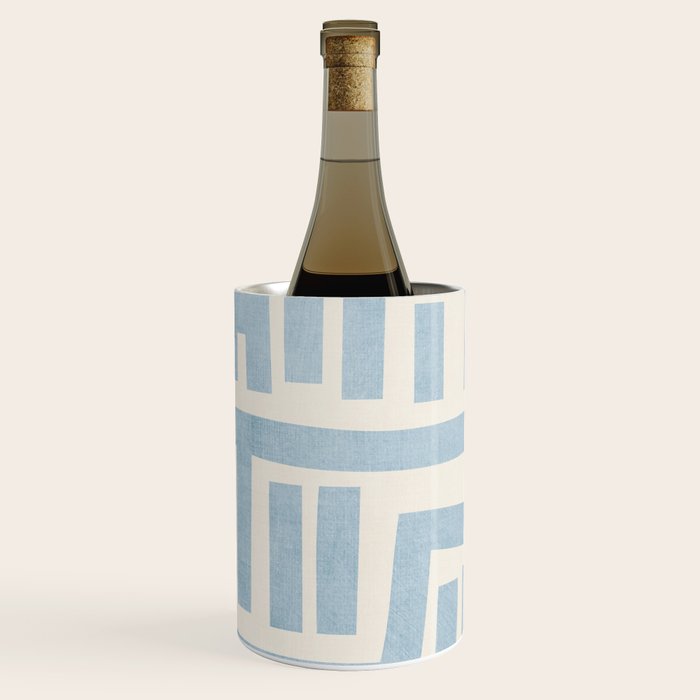 Light Blue Lines Geometric Design Artwork Wine Chiller Gallery Image 2