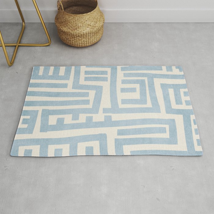 Light Blue Lines Geometric Design Artwork Rug Gallery Image 1