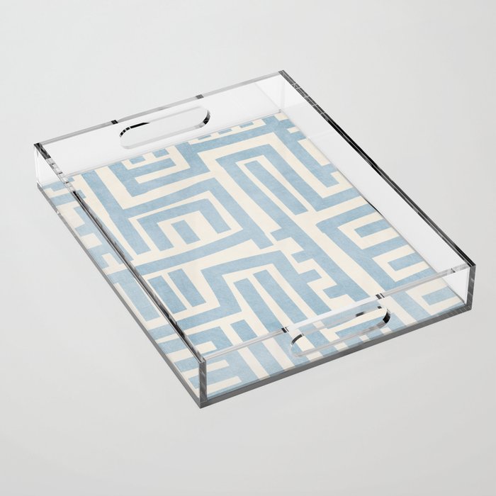 Light Blue Lines Geometric Design Artwork Acrylic Tray Gallery Image 1