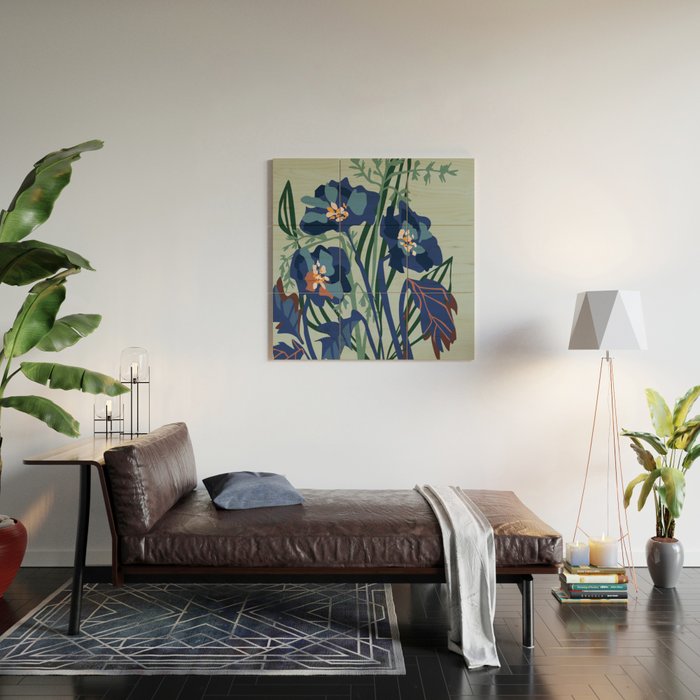 Wild flowers light â modern floral illustration Wood Wall Art Gallery Image 2