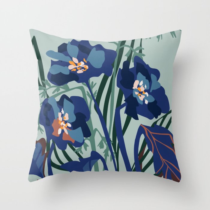 Wild flowers light â modern floral illustration Throw Pillow Gallery Image 6
