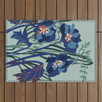 Wild flowers light â modern floral illustration Outdoor Rug Gallery Image 1