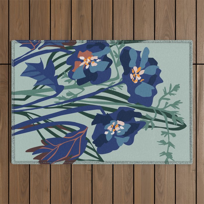 Wild flowers light â modern floral illustration Outdoor Rug Gallery Image 1