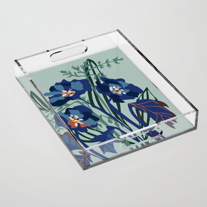Wild flowers light â modern floral illustration Acrylic Tray Gallery Image 1
