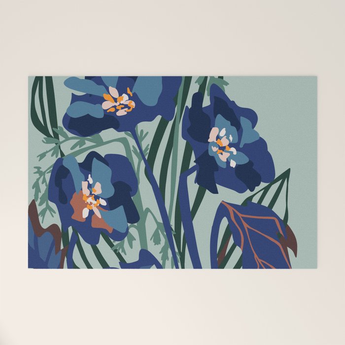Wild flowers light â modern floral illustration Welcome Mat Gallery Image 1