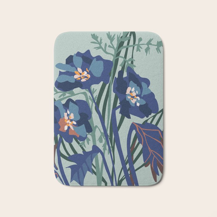 Wild flowers light â modern floral illustration Bath Mat Gallery Image 1