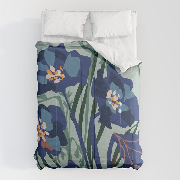 Wild flowers light â modern floral illustration Comforter Gallery Image 1