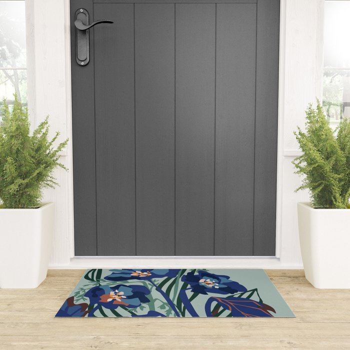 Wild flowers light â modern floral illustration Welcome Mat Gallery Image 3