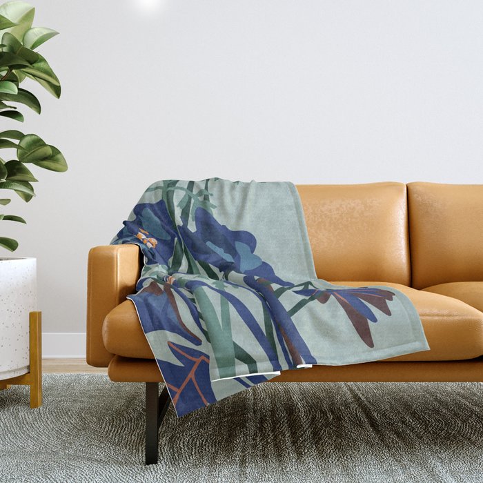 Wild flowers light â modern floral illustration Throw Blanket Gallery Image 1