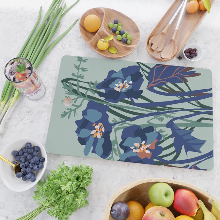 Wild flowers light â modern floral illustration Cutting Board Gallery Image 2