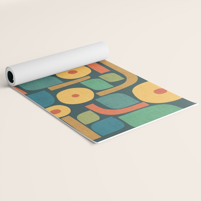 Bird in mid-century garden Yoga Mat Gallery Image 2