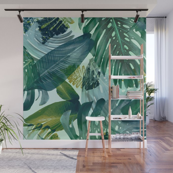 Jungles greens, banana leaf, tropical, Hawaii decor Wall Mural Gallery Image 1