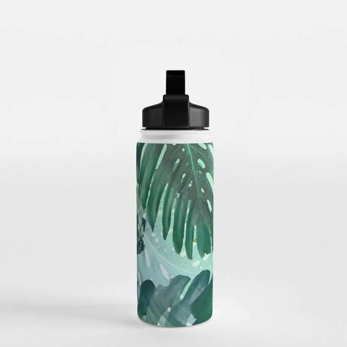 Jungles greens, banana leaf, tropical, Hawaii decor Water Bottle Gallery Image 2