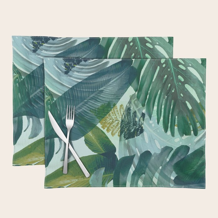 Jungles greens, banana leaf, tropical, Hawaii decor Placemat Gallery Image 1