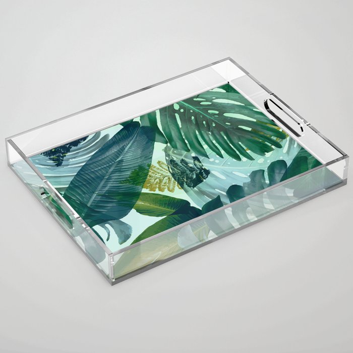 Jungles greens, banana leaf, tropical, Hawaii decor Acrylic Tray Gallery Image 1