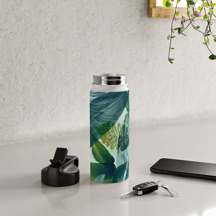 Jungles greens, banana leaf, tropical, Hawaii decor Water Bottle Gallery Image 5