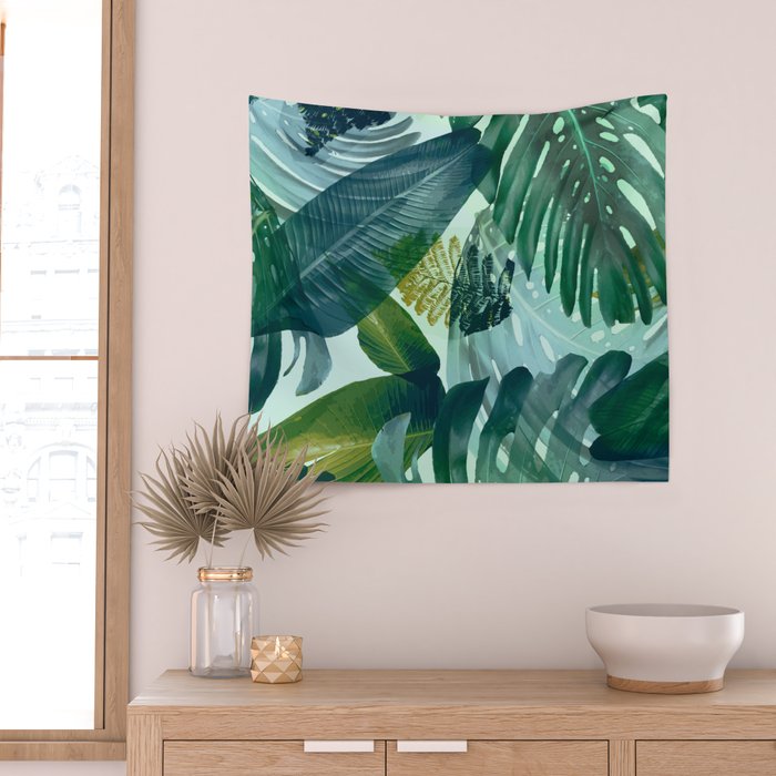 Jungles greens, banana leaf, tropical, Hawaii decor Wall Tapestry Gallery Image 2